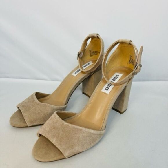 Steven Madden Mirna Women's Taupe Sandals 7 M Black Heel Tan New without box.  H - Picture 1 of 8